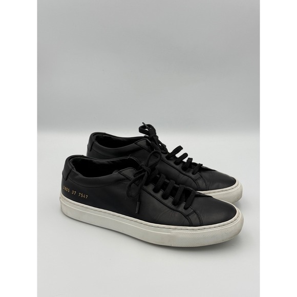 Woman by Common Projects Achilles Low Black Leather Sneakers Sz 37 Made in Italy